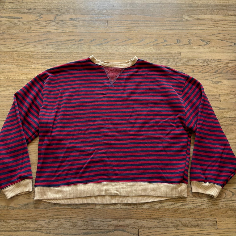 We The Free Free People Striped Oversized Sweatshirt Red Blue Small OB1717006